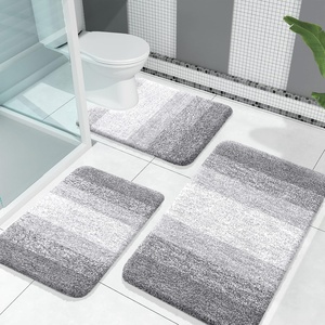 image:imageOLANLY Bathroom Rugs Sets 3 Piece Soft Absorbent Microfiber Bath Mats and UShaped Contour Toilet Rug Machine Wash Dry Plush Shaggy Bath Mat Set for Bathroom 30x2024x1624x20 GreyLight Grey