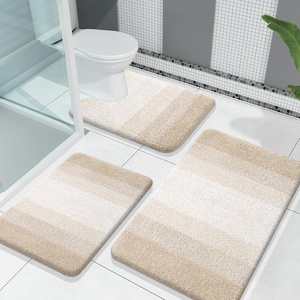 image:imageOLANLY Bathroom Rugs Sets 3 Piece Soft Absorbent Microfiber Bath Mats and UShaped Contour Toilet Rug Machine Wash Dry Plush Shaggy Bath Mat Set for Bathroom 30x2024x1624x20 GreyLight Beige