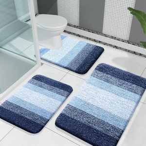 image:imageOLANLY Bathroom Rugs Sets 3 Piece Soft Absorbent Microfiber Bath Mats and UShaped Contour Toilet Rug Machine Wash Dry Plush Shaggy Bath Mat Set for Bathroom 30x2024x1624x20 GreyNavy