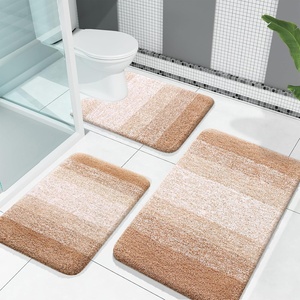 image:imageOLANLY Bathroom Rugs Sets 3 Piece Soft Absorbent Microfiber Bath Mats and UShaped Contour Toilet Rug Machine Wash Dry Plush Shaggy Bath Mat Set for Bathroom 30x2024x1624x20 GreyBeige