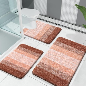 image:imageOLANLY Bathroom Rugs Sets 3 Piece Soft Absorbent Microfiber Bath Mats and UShaped Contour Toilet Rug Machine Wash Dry Plush Shaggy Bath Mat Set for Bathroom 30x2024x1624x20 GreyOrange