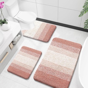 image:imageOLANLY Bathroom Rugs Sets 3 Piece Soft Absorbent Microfiber Bath Mats and UShaped Contour Toilet Rug Machine Wash Dry Plush Shaggy Bath Mat Set for Bathroom 30x2024x1624x20 GreyPeach