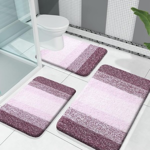 image:imageOLANLY Bathroom Rugs Sets 3 Piece Soft Absorbent Microfiber Bath Mats and UShaped Contour Toilet Rug Machine Wash Dry Plush Shaggy Bath Mat Set for Bathroom 30x2024x1624x20 GreyMauve
