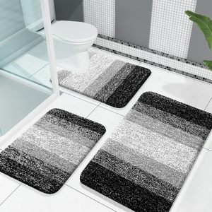 image:imageOLANLY Bathroom Rugs Sets 3 Piece Soft Absorbent Microfiber Bath Mats and UShaped Contour Toilet Rug Machine Wash Dry Plush Shaggy Bath Mat Set for Bathroom 30x2024x1624x20 GreyBlack