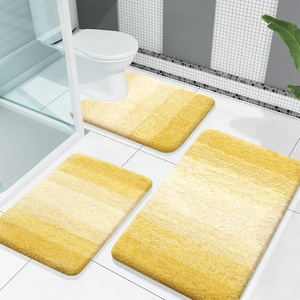 image:imageOLANLY Bathroom Rugs Sets 3 Piece Soft Absorbent Microfiber Bath Mats and UShaped Contour Toilet Rug Machine Wash Dry Plush Shaggy Bath Mat Set for Bathroom 30x2024x1624x20 GreyYellow