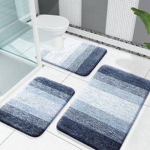 image:imageOLANLY Bathroom Rugs Sets 3 Piece Soft Absorbent Microfiber Bath Mats and UShaped Contour Toilet Rug Machine Wash Dry Plush Shaggy Bath Mat Set for Bathroom 30x2024x1624x20 GreyDark Blue