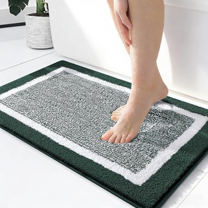 image:imageOLANLY Small Bathroom Rugs 24x16 Extra Soft and Absorbent Microfiber Bath Rugs NonSlip Machine Washable Quick Dry Shaggy Bath Carpet Bath Mats for Bathroom Floor Tub Shower GreyBlackish Green and White
