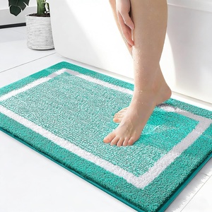 image:imageOLANLY Small Bathroom Rugs 24x16 Extra Soft and Absorbent Microfiber Bath Rugs NonSlip Machine Washable Quick Dry Shaggy Bath Carpet Bath Mats for Bathroom Floor Tub Shower GreyGreen and White