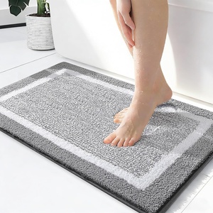 image:imageOLANLY Small Bathroom Rugs 24x16 Extra Soft and Absorbent Microfiber Bath Rugs NonSlip Machine Washable Quick Dry Shaggy Bath Carpet Bath Mats for Bathroom Floor Tub Shower GreyGrey and White