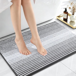 image:imageOLANLY Toilet Rugs UShaped 24x20 Extra Soft Absorbent Chenille Striped Contour Bathroom Rugs for Toilet Dry Quickly Machine Washable NonSlip Bath Mat GreyGrey