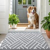 image:imageOLANLY Indoor Door Mat 40x32 Inch Dirt Resistant and Absorbent NonSlip Rubber Backing Floor Mats Easy Clean LowProfile Doormat for Entryway Front Door and Inside Entrance BurgundyLight Grey